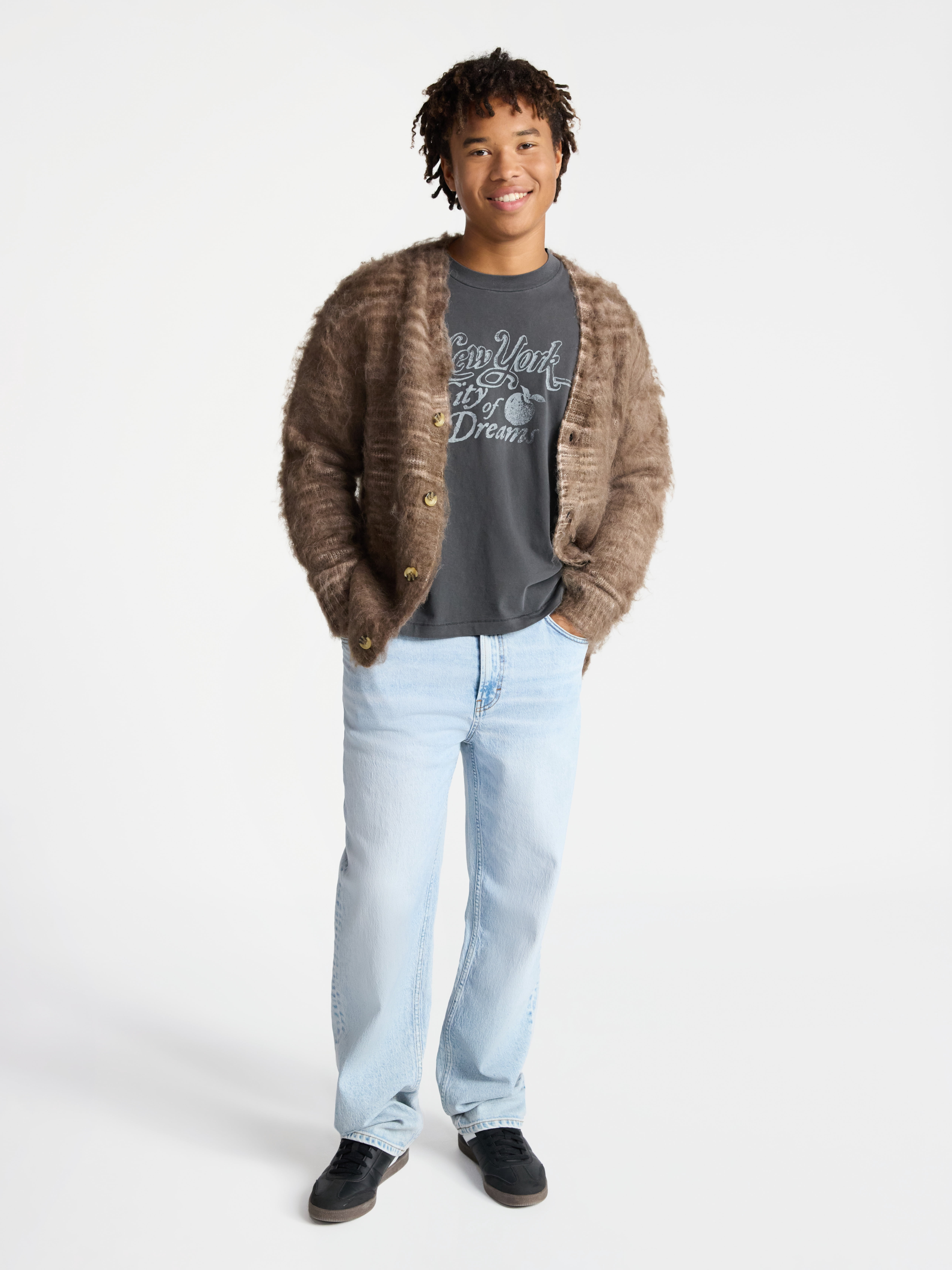 No Boundaries Oversized Boxy Fit Cropped Length New York City Graphic Tee Shirt, Men's & Big Men's, XS-5XL