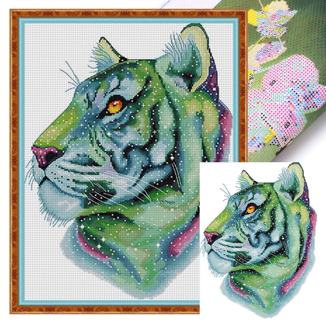 Bordado Parcial Hilo Algodón Ecológico 14CT Punto Cruz 34x44cm