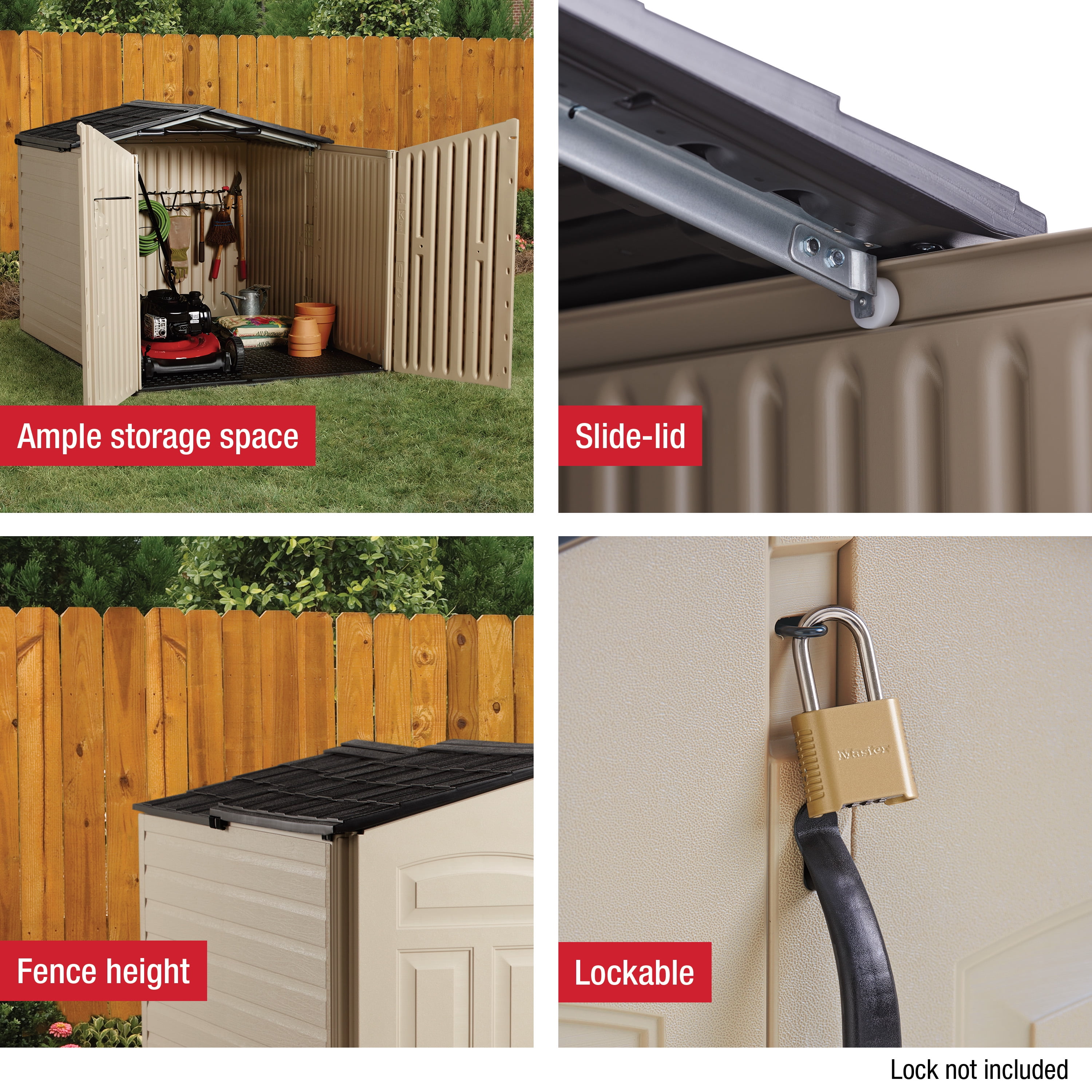 Rubbermaid 96 Cubic Feet Low-Profile Slide Lid Outdoor Storage