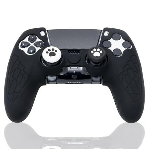 Wireless Game Controller Skin for DualSense Edge Gamepad, Cover Case With Sticker And Thumb Grip Caps-Black