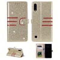 For Samsung Galaxy A10 / M10 SM-M105, Dteck Glitter Shiny Bling [Credit Card Holder Slot] Protective PU Leather Wallet Case , Gold