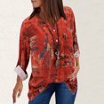 thumbnail image 5 of Mode Femmes Décontracté Vintage Imprimé Col en V Manches Longues Chemise Blouse Hauts, 5 of 5