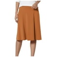 thumbnail image 3 of Women's Solid Lightweight Flare Midi Skirt - Pull-On Closure, Polyester Stretchy Fabric for S-XXL Plus Sizes, 3 of 5