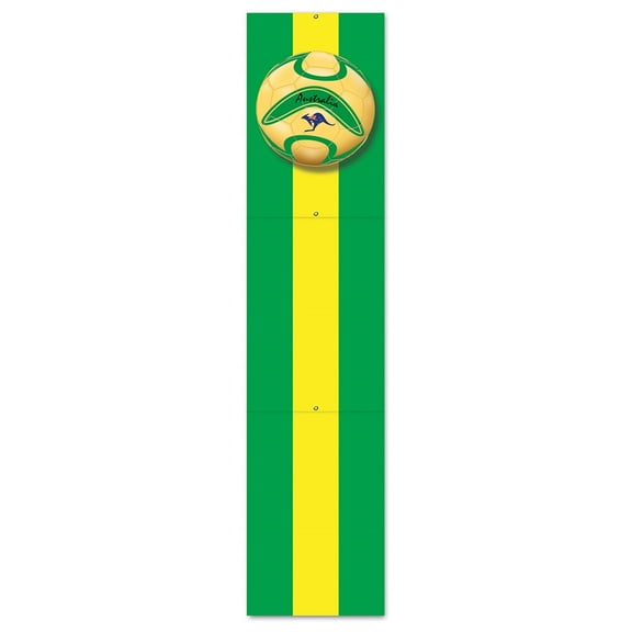 Club Pack of 12 Green and Yellow "Australia" Soccer Themed Jointed Pull-Down Cutout Decorations 5'