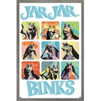 Star Wars: The Phantom Menace - Jar Jar Binks Grid Wall Poster, 22.375" x 34" Framed