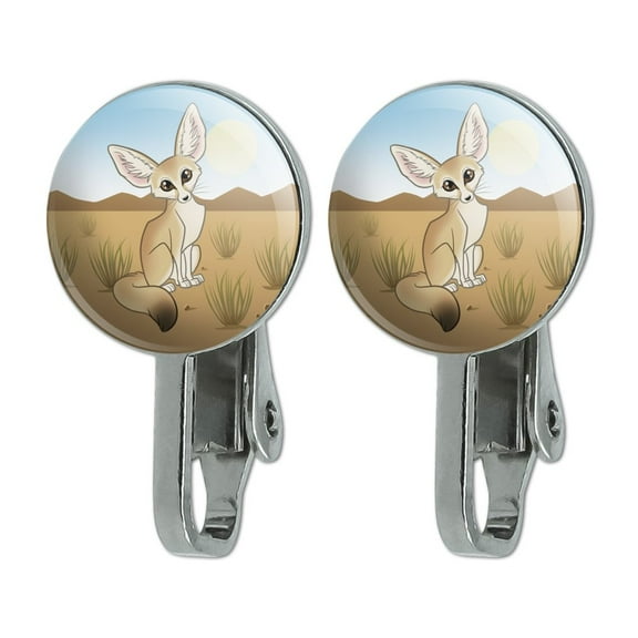 Fennec Fox Novelty Clip-On Stud Earrings