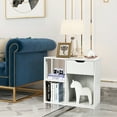 thumbnail image 3 of Costway Table d'Appoint à 3 Cubes avec Tablette de Rangement et Tiroir, Table de Nuit Gain de Place, Blanc, 3 of 10