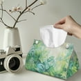 thumbnail image 2 of ZUXONGSY Palm Leaf Tissue Box Covers Rectangle PU Leather Tissue Cube Box Cover with Buckle Tissue Box Holder Easy to Install Napkin Tissue Dispenser for Home Bathroom Car, 2 of 7