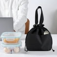 thumbnail image 5 of Oggfader Insulated Canvas Lunch Bag - Drawstring Reusable Tote for Office, Picnic - Black, 5 of 6