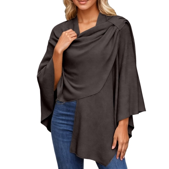 Elegant Large Front Knitted Poncho Wrap Topper Shawl Cape For Women Cozy Fall Winter Fashion Outerwear Garment