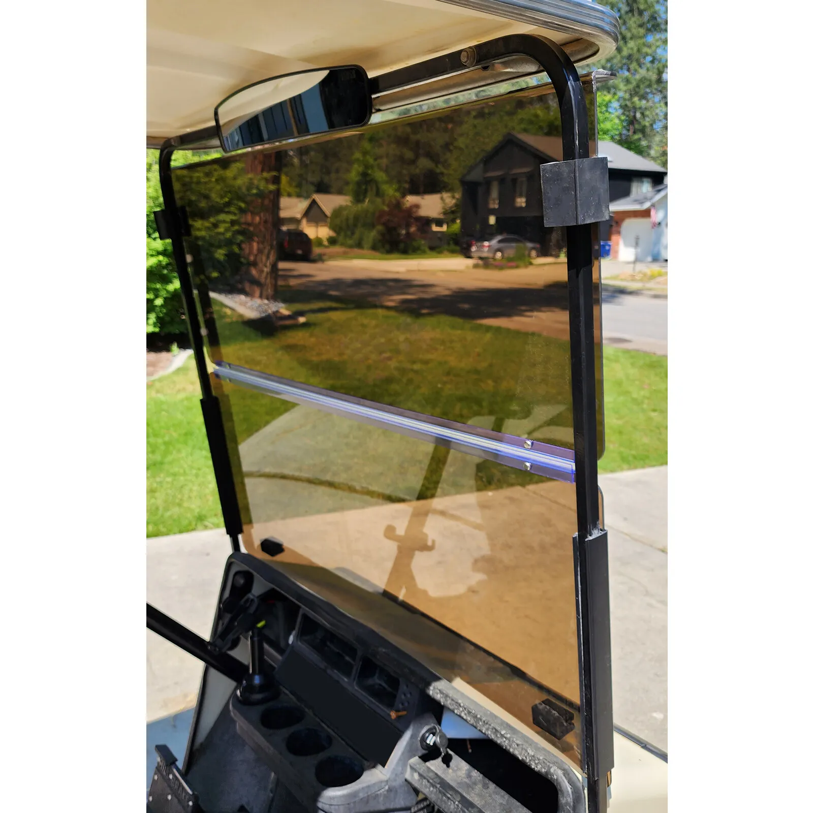 Kojem Golf Cart Folding Tinted Windshield for 1986-1994.5 EZGO Marathon Gas Or Electric Carts