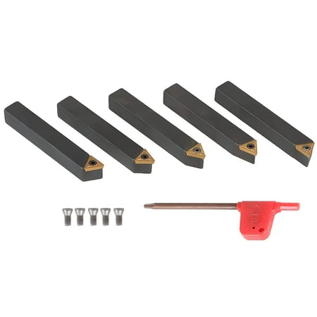 

labwork 5Pcs 3/8 Inch Indexable Carbide Lathe Turning Tool Holder Metal Lathe Tools Inserts Bits with TCMT110204 Carbide Inserts Fit for Finishing Operations
