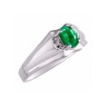 thumbnail image 3 of RYLOS Mens Rings Sterling Silver Classic Design 7X5MM Oval Gemstone & Diamond  Emerald May Birthstone Ring Size 10, 3 of 6