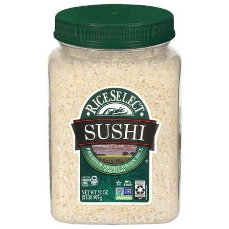 RiceSelect Sushi Rice, Premium Short Grain Rice for Sushi, Gluten-Free, Non-GMO, 2 lb Jar