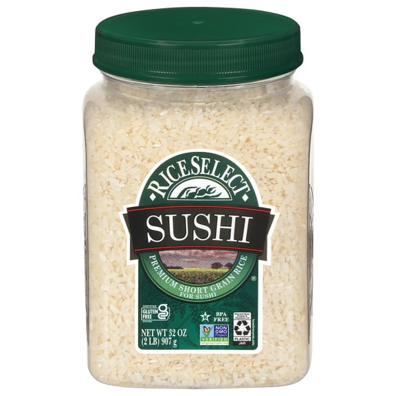 RiceSelect Sushi Rice, Premium Short Grain Rice for Sushi, Gluten-Free, Non-GMO, 2 lb Jar