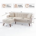 thumbnail image 4 of Modern Mid-Century 80" W L-Shaped Couch Sofa with Chaise Lounge, Beige Fabric, 4 of 7
