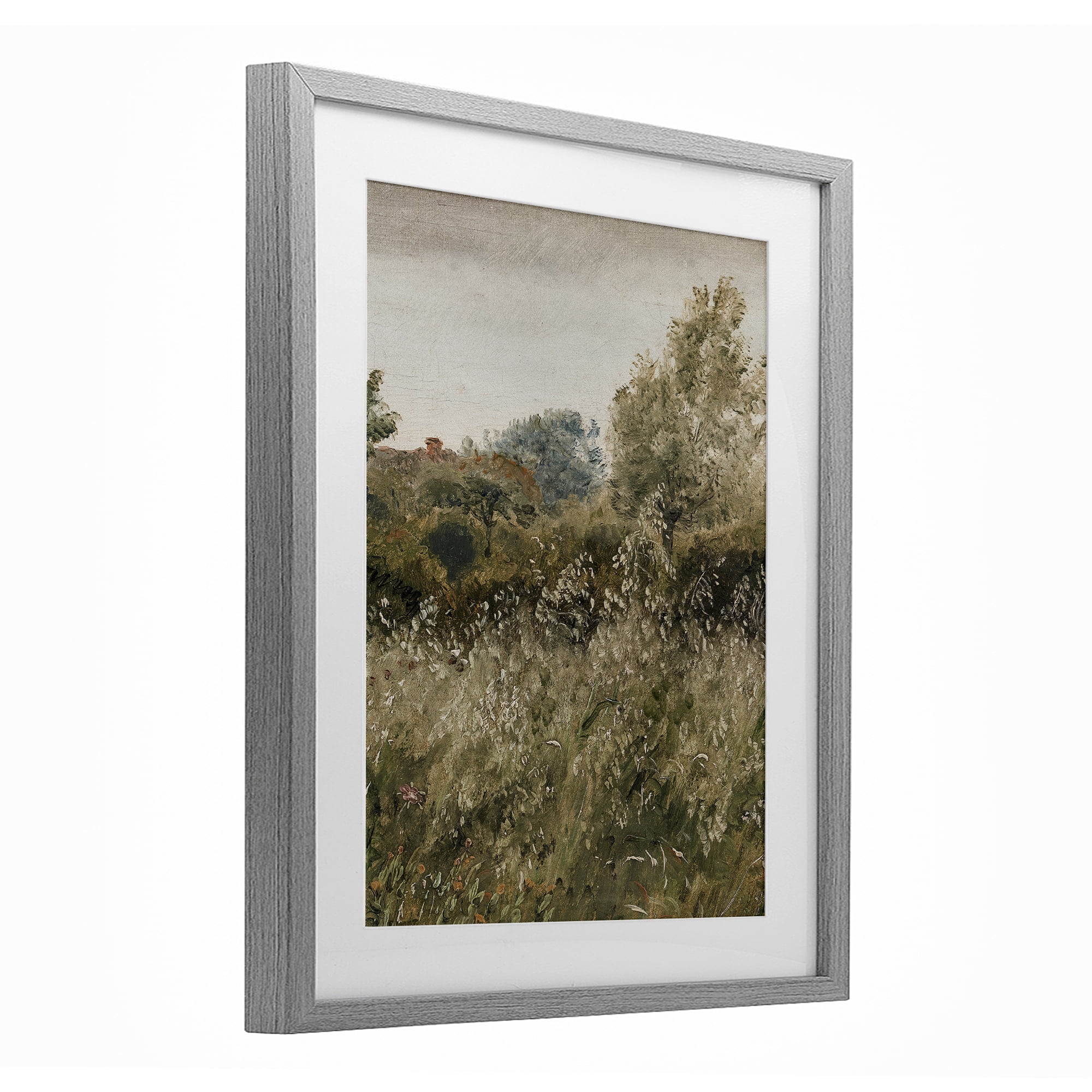Thicket in Countryside Gray Framed Print Under Glass, design by Lettered and Lined