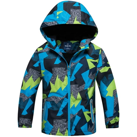 Boys Rain Jacket with Hood Kids Windbreaker Child Waterproof Raincoat Children Rain Suit Hiking Camping