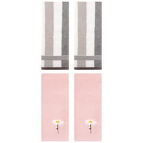 Unique Bargains 4 Pcs Soft Cotton Hand Towels Pink/Grey 13" x 30"/13" x 29"