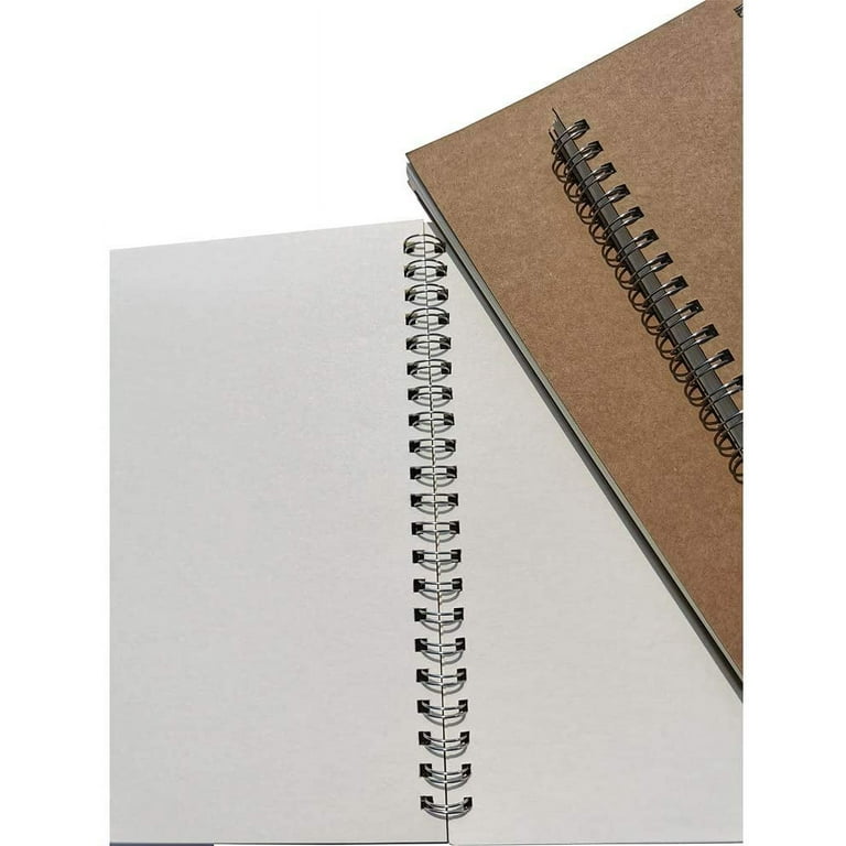 LABUK 2 Pack A5 Spiral Notebook 100 Pages Blank Sketchbook Pad Unlined Notebooks Soft Cover Kraft Journal 8.3x5.5 Inches Memo Notepads Diary Planner