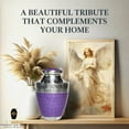 thumbnail image 2 of AMPLE CREMATION URNS | Purple Cremation Urn with Floral Engravings on Top & Bottom | Elegant Memorial Urn for Adult Ashes | Secure Airtight Lid | 200 lbs. | 6.5 x 6.5 x 10.5 inches | Purple, 2 of 8