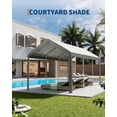 thumbnail image 2 of 10x20 Heavy Duty Carport, Galvanized Steel Outdoor Car Canopy with UV-Resistant & Water-Resistant PE Cover, Portable Garage for SUV, Truck, Boat, Grey, 2 of 8