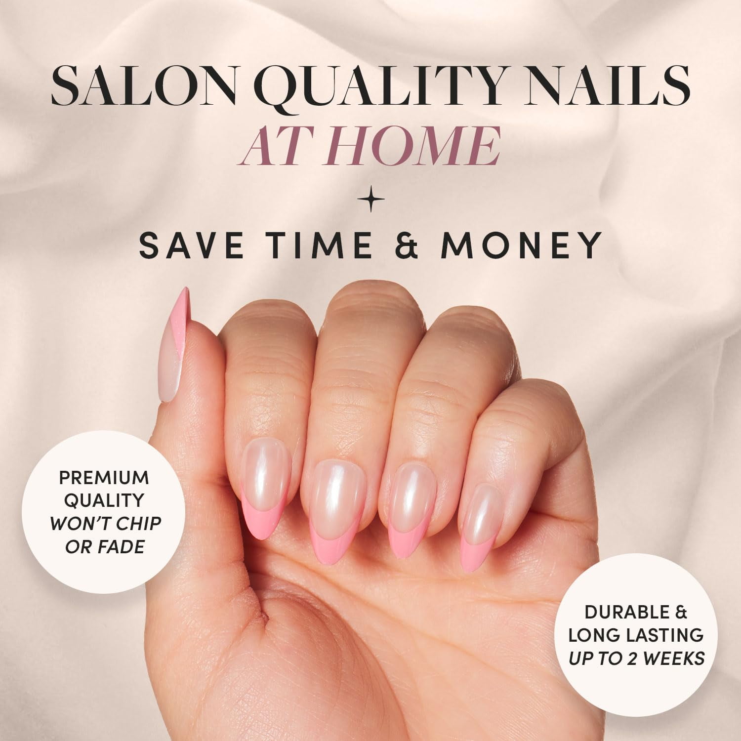 Glamnetic Press-On Nails – Bubble Gum Glaze | Pink French Tip Nails, " Salon Quality" , 30 Count