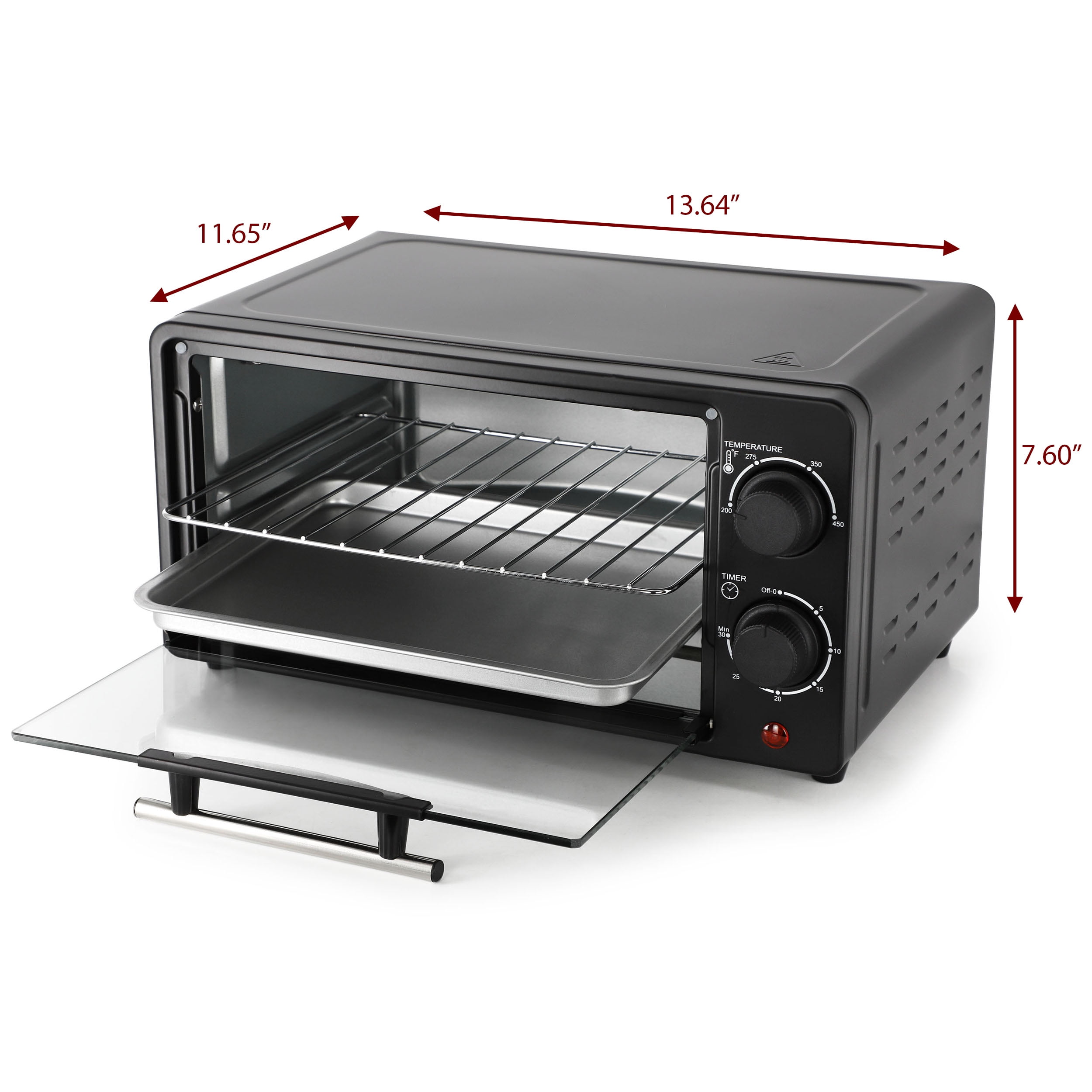 MegaChef 9 Quart Electric Counter Top Toaster Oven in Black