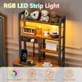 thumbnail image 5 of Satifur Tall Nightstand with Charging Station and LED Lights, Bedside Table with Drawers and Bookshelf, Rustic Brown, 5 of 7