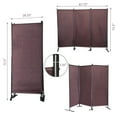 thumbnail image 5 of Topcobe 3-Panel Freestanding Privacy Screen for Study Balcony, 6 Ft Tall Modern Room Divider for Bedroom Living Room Dining Room, Portable Trifold Wall Divider for Home Office, Brown, 5 of 10