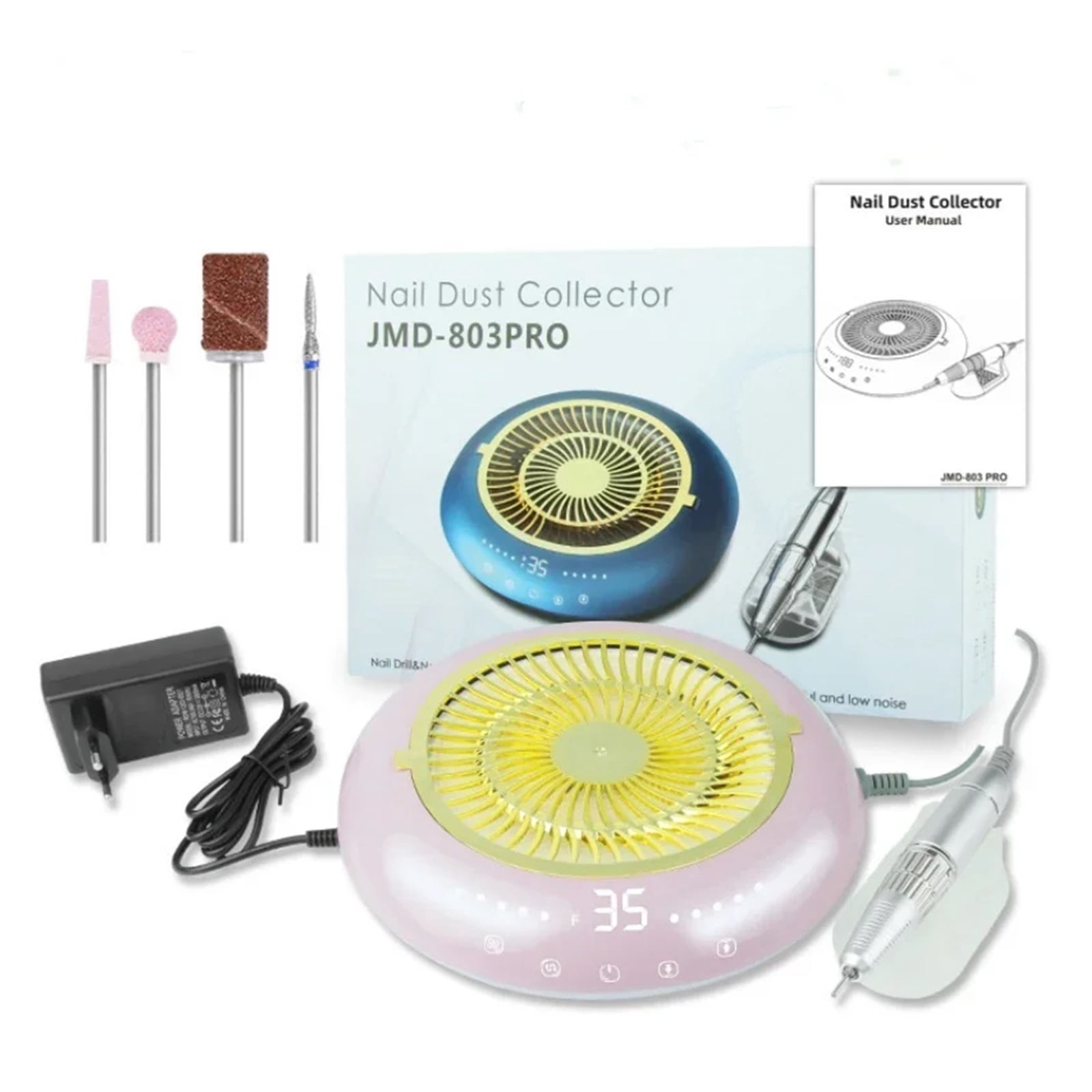 2 in 1 Nail Drill Machine 35000RPM Nail Sander Nail Vacuum Cleaner Intelligent Touch Screen Electric Electric Armor Remover