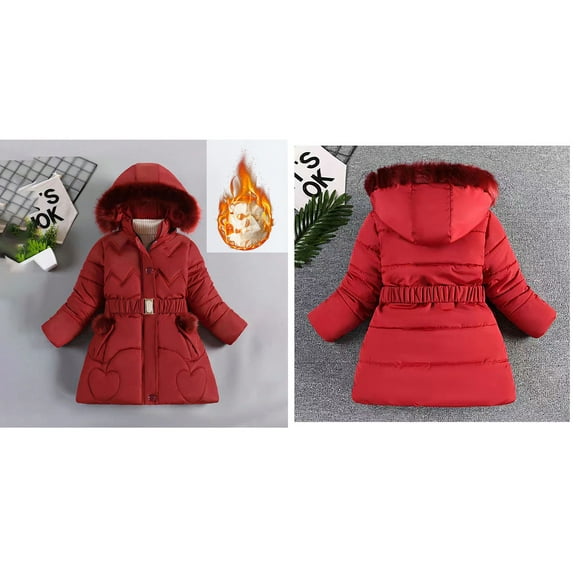 Kids Winter Coat,Baby Girls Puffer Coat Mid-length Hooded Jacket Lightweight Puffer Jacket For Kids Baby Girls Winter Down Coat Baby Girl Winter Clothes