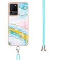 thumbnail image 3 of Galaxy S20 Ultra Case, Allytech Luxury Marble Pattern Rubber Flexible TPU Drop Protection Anti-scratch Lanyard Back Cover for Girls Women Case for Samsung Galaxy S20 Ultra, Green Pink, 3 of 4