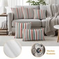 thumbnail image 5 of Pack of 2 Red Green Blue Striped Outdoor Pillow Covers Decorative, Waterproof Pillow Protector, Modern Farmhouse Stripes Throw Pillowcases Accent Cushion Cases for Patio Couch Sofa 24"x24", 5 of 8