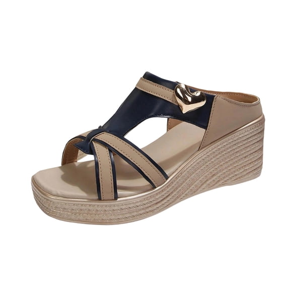 ShiShine Womens Wedge Slide Sandals Open Toe Cutout Detail Breathable Comfort Casual Mule Sandals for Daily Outdoor Wear