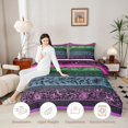 thumbnail image 3 of Homewish Pink Boho Floral Queen Comforter Set,Geometric Lines Comforter Sets Queen,Pink Reversible,3-Piece,1 Comforter and 2 Pillowcases, 3 of 7