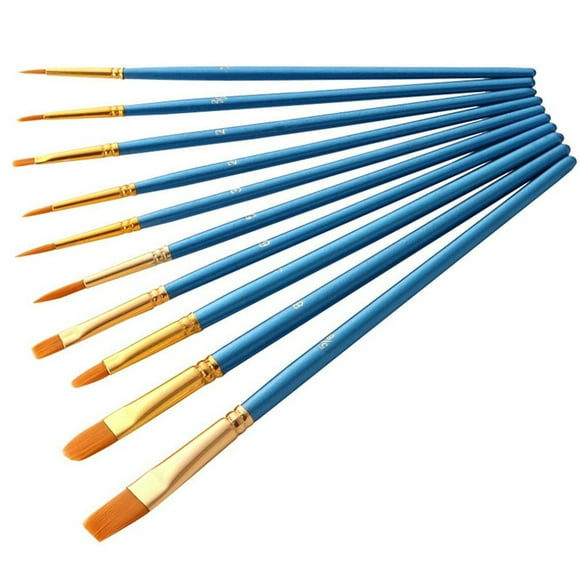 Artist Nylon Paint Brush Professional Watercolor Acrylic Wooden Handle Painting Brushes Art Supplies Stationery 10 pcs