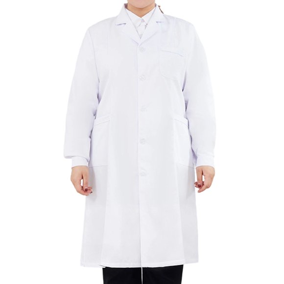 Women Shirts Lab Coat Long Sleeve White Doctor Jacket for Student Work with Pocket for Daily Use