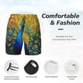 thumbnail image 3 of Yiaed Peacocks Print Mens Swim Trunks Bathing Suit Compression Liner Beach Swim Shorts Swimwear Quick Dry Zipper Pocket No-Chafing Board Short-3X-Large, 3 of 6