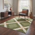 thumbnail image 3 of 5x7 Washable Rugs for Living Room and Bedroom, Machine Washable Non Slip Low Pile Area Rug with Diamond Lattice Print Pattern, Light Weight Indoor Carpet for Modern Farmhouse Decor Moss Green, 3 of 5
