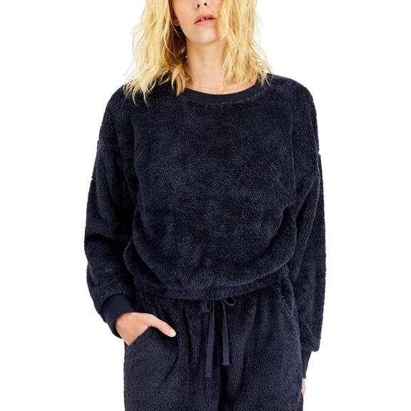 Hippie Rose Juniors' Plush Cozy Sweatshirt Size Large Dark Sea