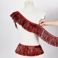 thumbnail image 3 of 10 Yards Red Metallic Fringe Trim - 4 Inch Wide Shiny Tassel Border Polyester Ribbon for Dance Costumes Stage Outfits Party Decor Latin Dress & DIY Craft Projects, 3 of 9
