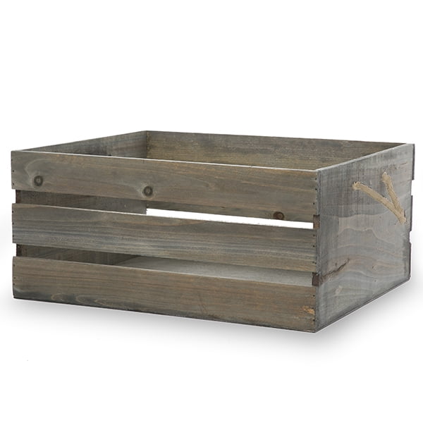 Antique Grey Wooden Crate Storage Box with Rope Handles 15in Walmart