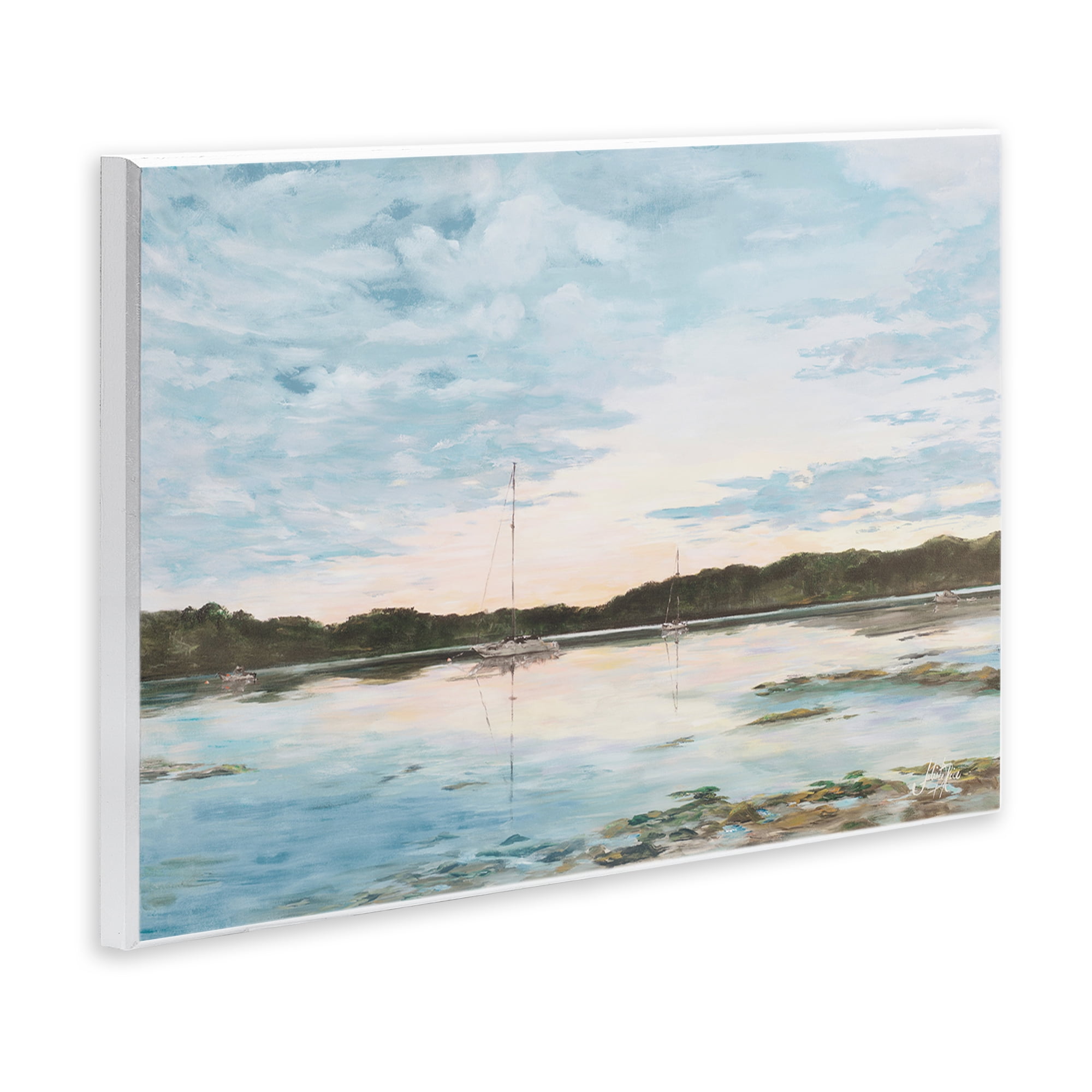 Stupell Industries Quiet Day on Lake Landscape Painting Unframed Art Print Wall Art, 15 x 10