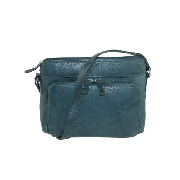 CTM Leather Shoulder Bag Purse with Side Organizer (Women)