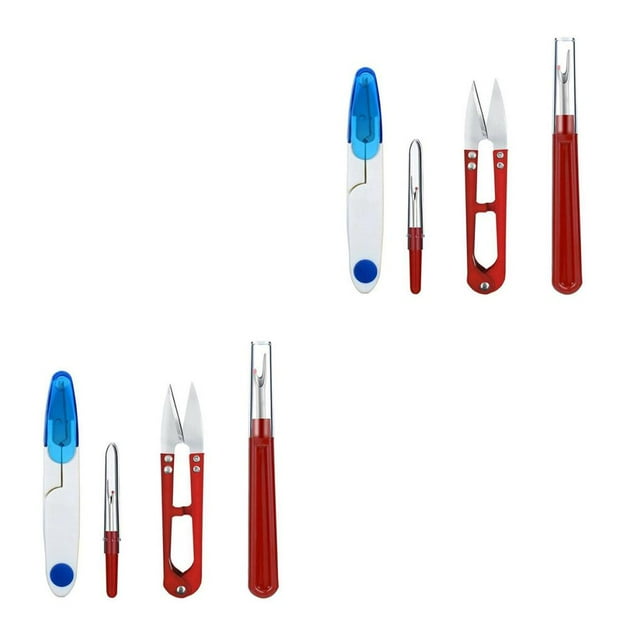 fastboy 4 Pieces Seam Ripper Scissors with Plastic Handle Cap Covers Stitch Rippers Crafting Supplies Thread Remover Set Unpicker 2Set