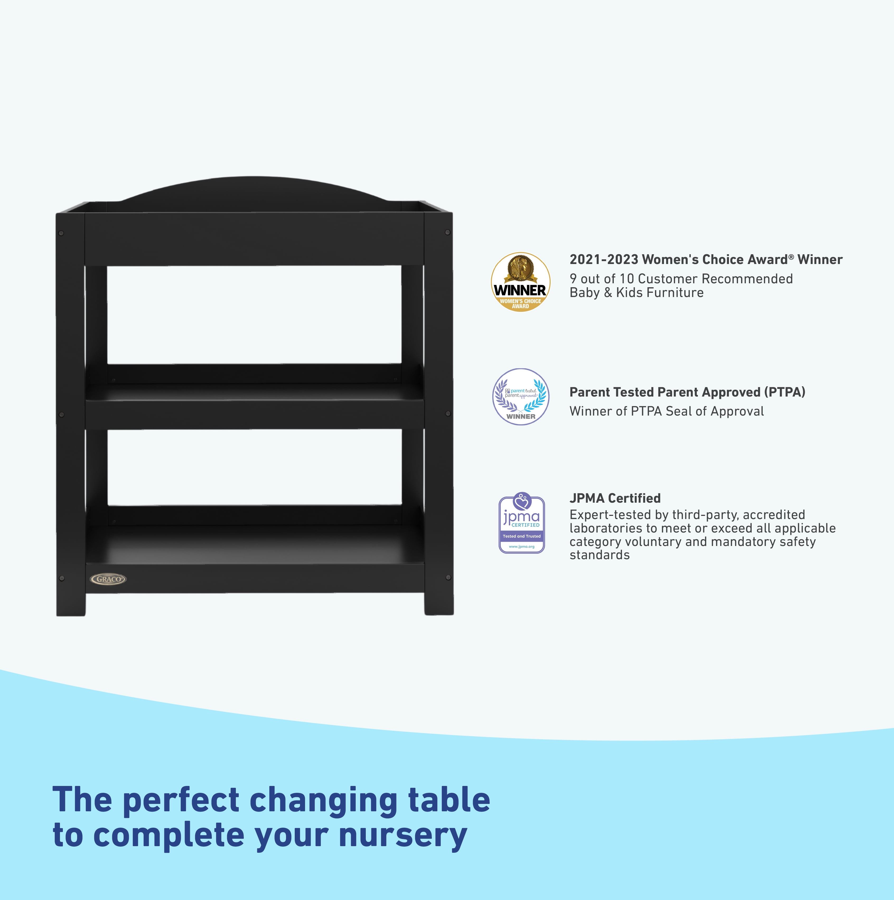 Graco Customizable Infant Changing Table with Changing Pad, Black