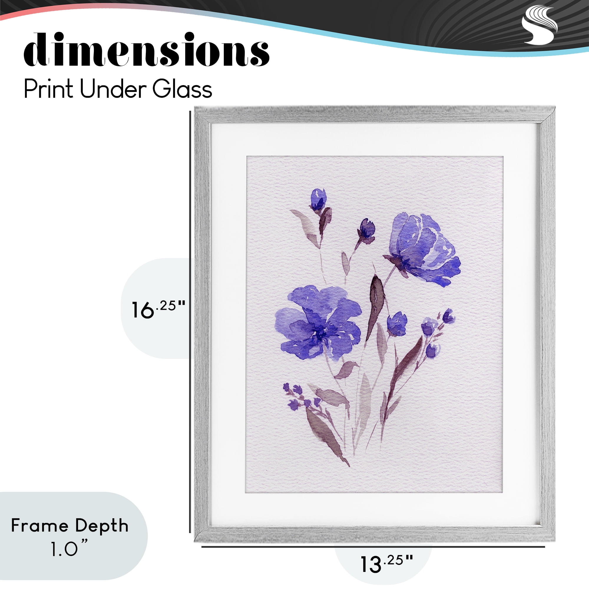 Stupell Industries Watercolor Purple Flowers Gray Framed Print Under Glass, design by Leah Noel Art