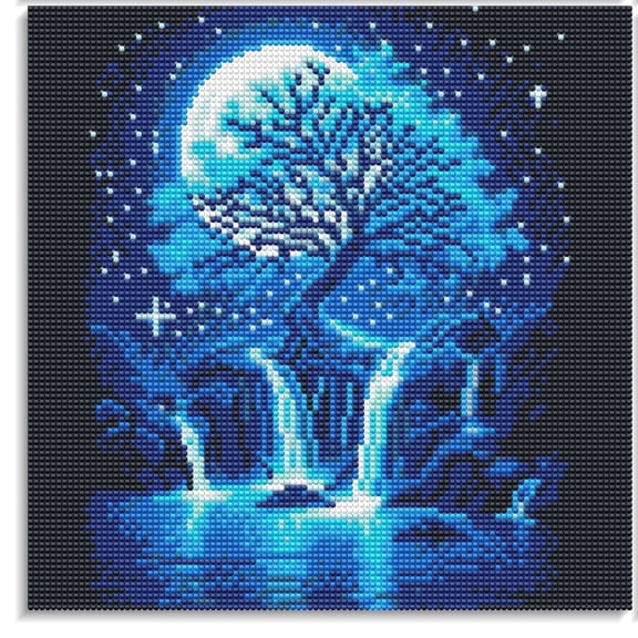 CSZPPQAF Diamond Art Painting Kits for Adults Beginners-Blue Tree,Full Round Drill,Relaxing Craft & Home Wall