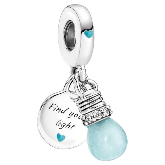 925 Sterling Silver Glow-in-the-dark Lightbulb Dangle Charm for Bracelet Charms Bangle Pendant Jewelry